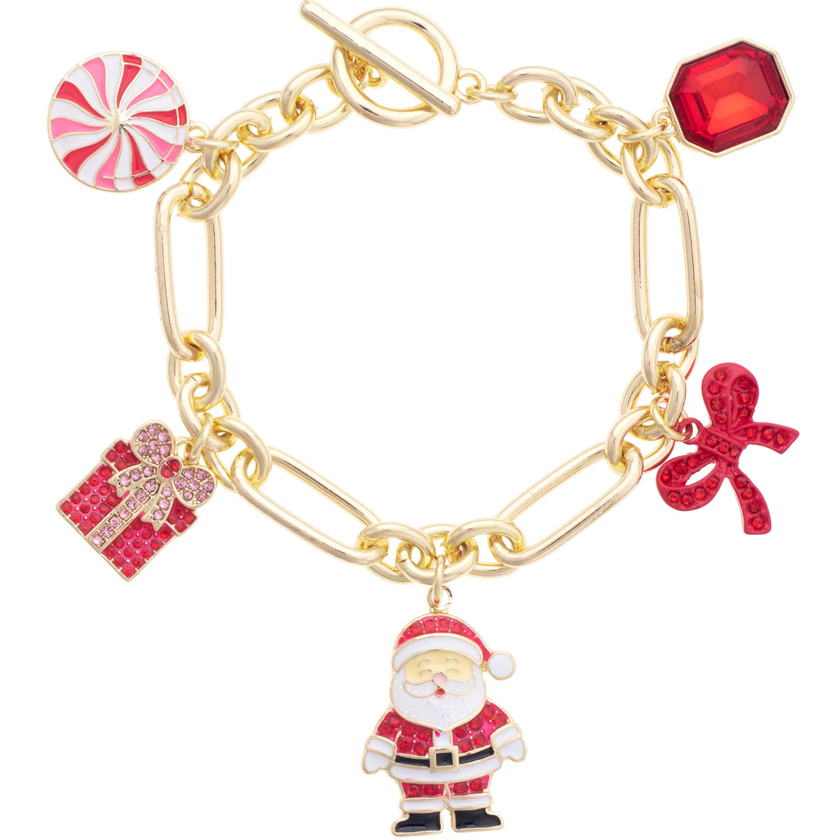 Jolly Santa Charm Bracelet in Red & White