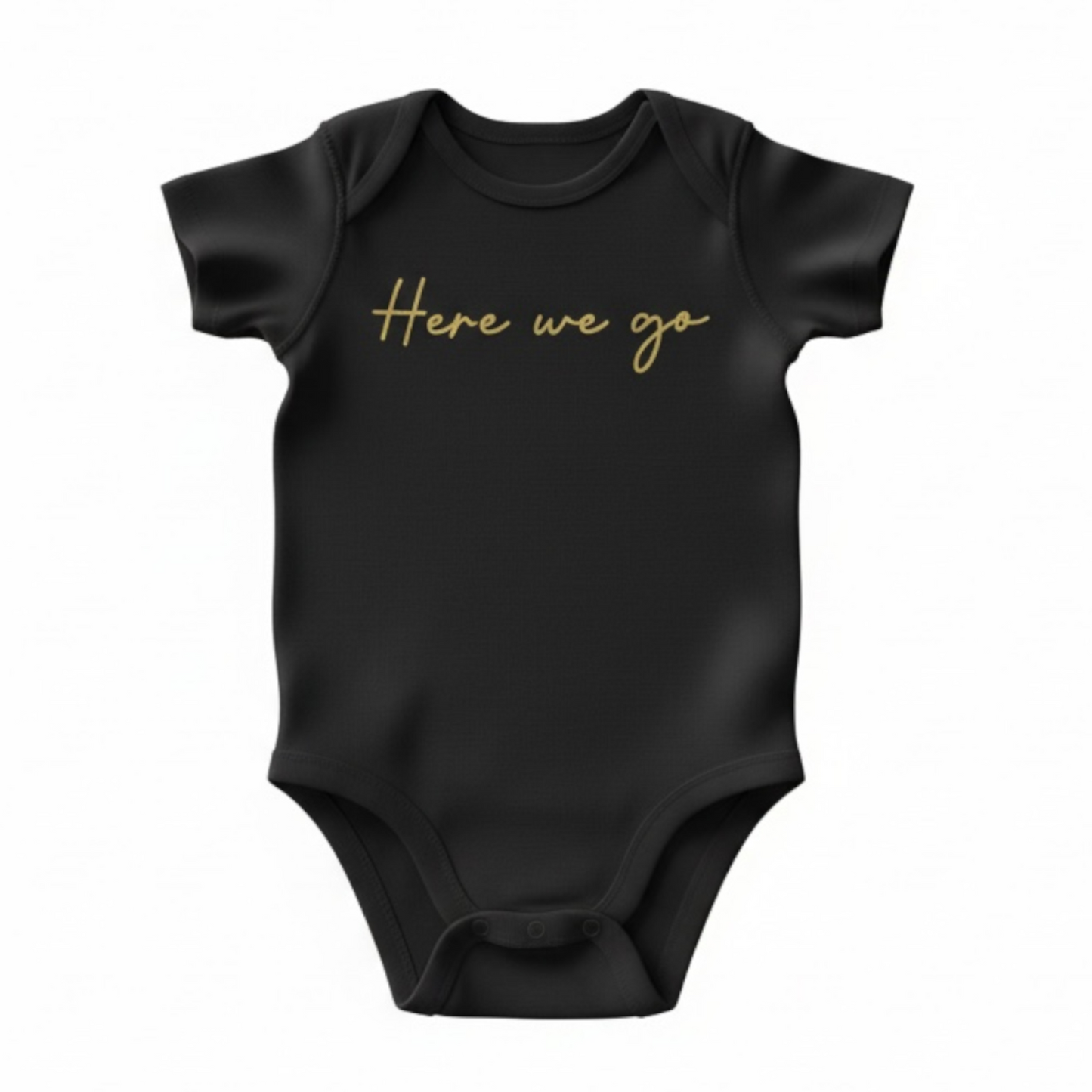 Short Sleeve Onesie | Black with Gold | Here We Go - Town Pride State College