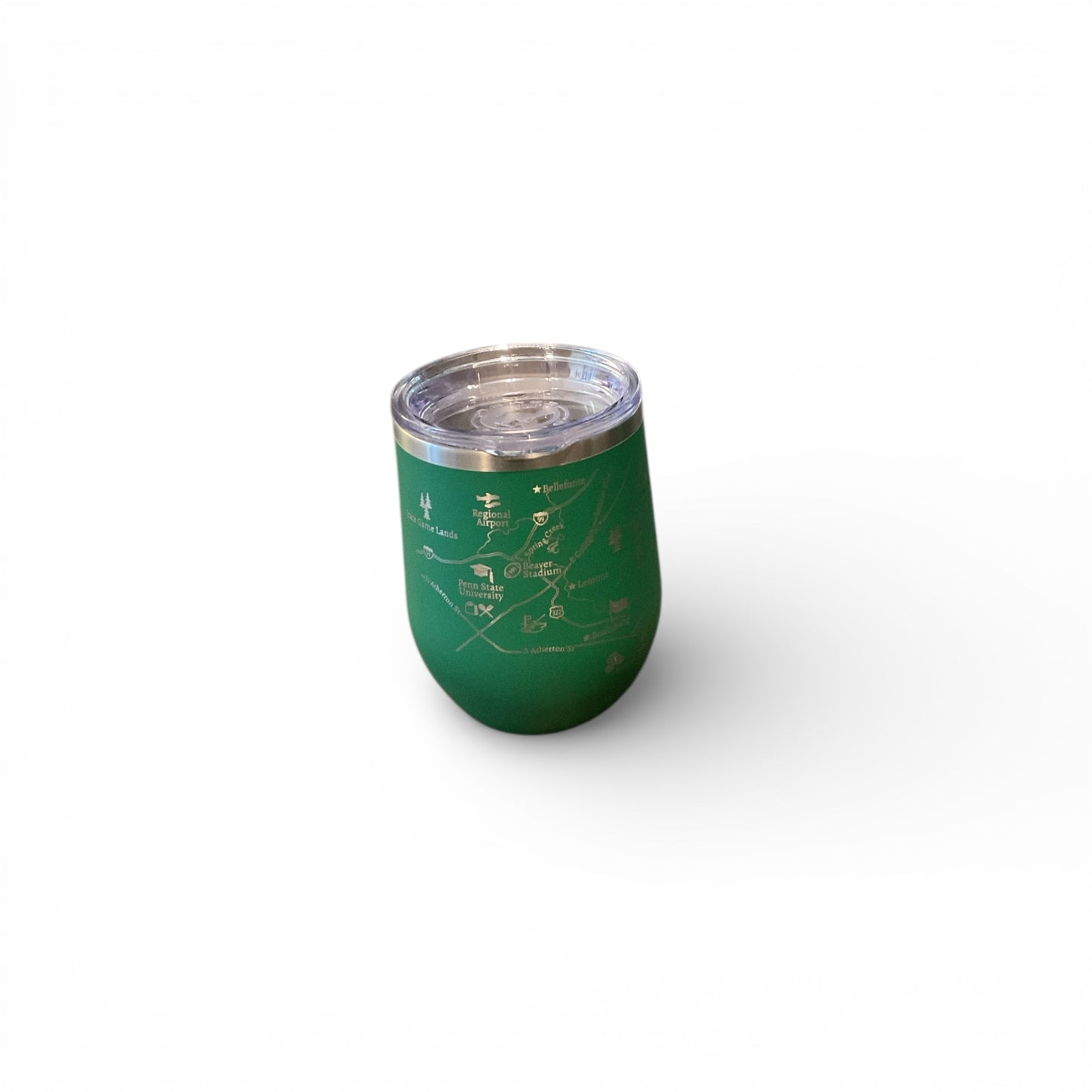 Stemless Wine |Map State College Hunter Green | 12 Oz Insulated - Town Pride State College