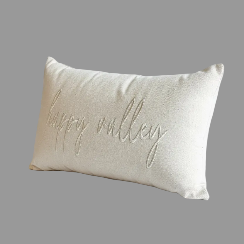 Embroidered Canvas Pillow | Happy Valley - Town Pride State College