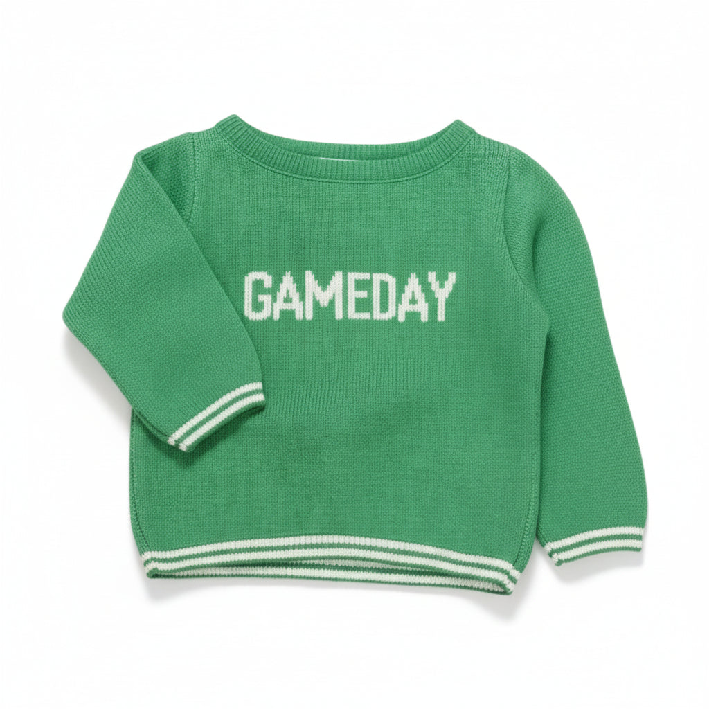 Baby Crewneck Tipped Sweater | Green/White | Gameday - Town Pride State College
