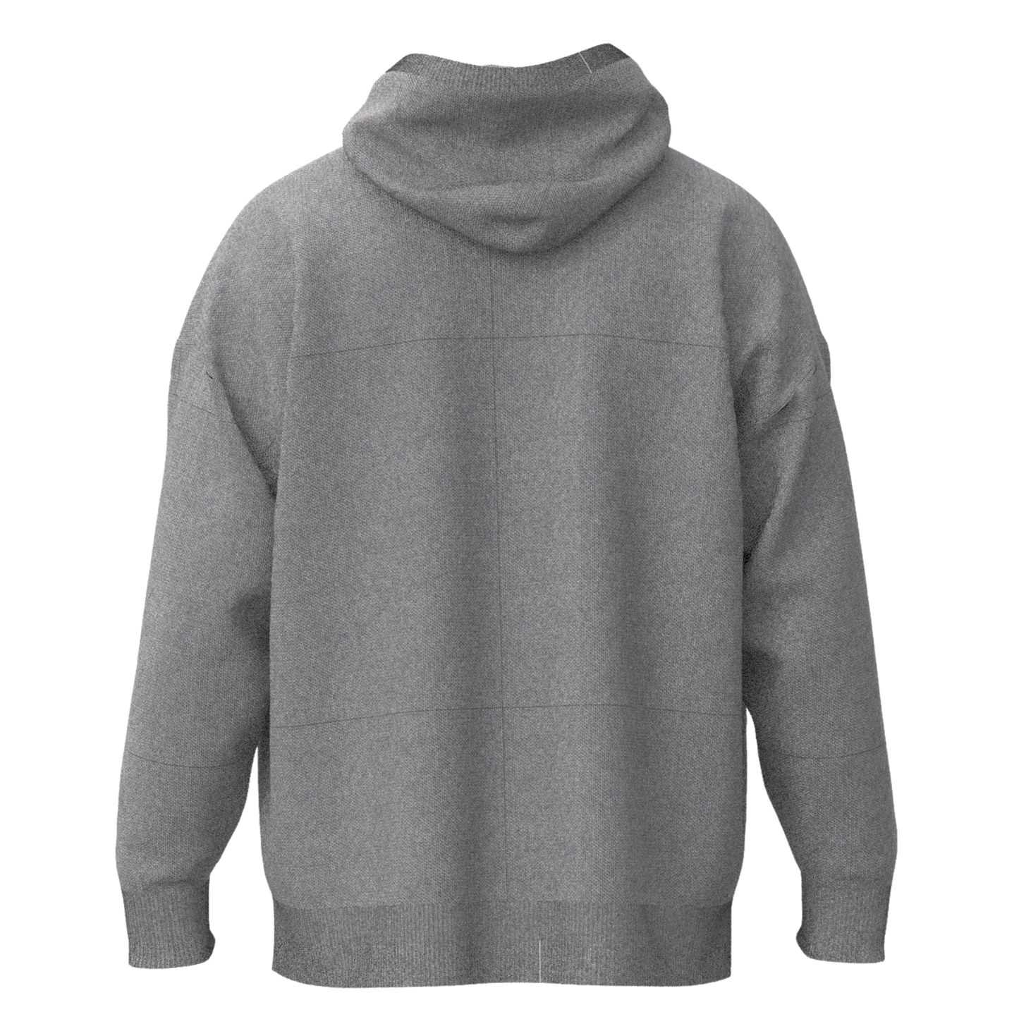 Gray hoodie shown from the back on a white background