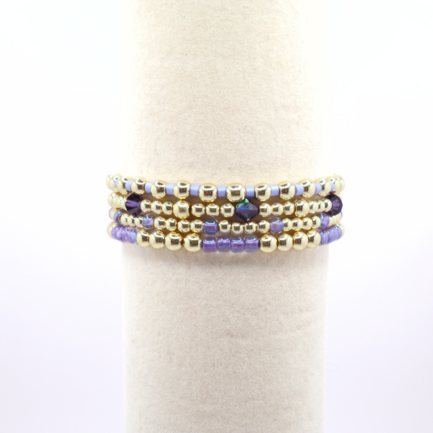 Lilac and Gold Hematite Bracelet Stack - Lilac Breeze