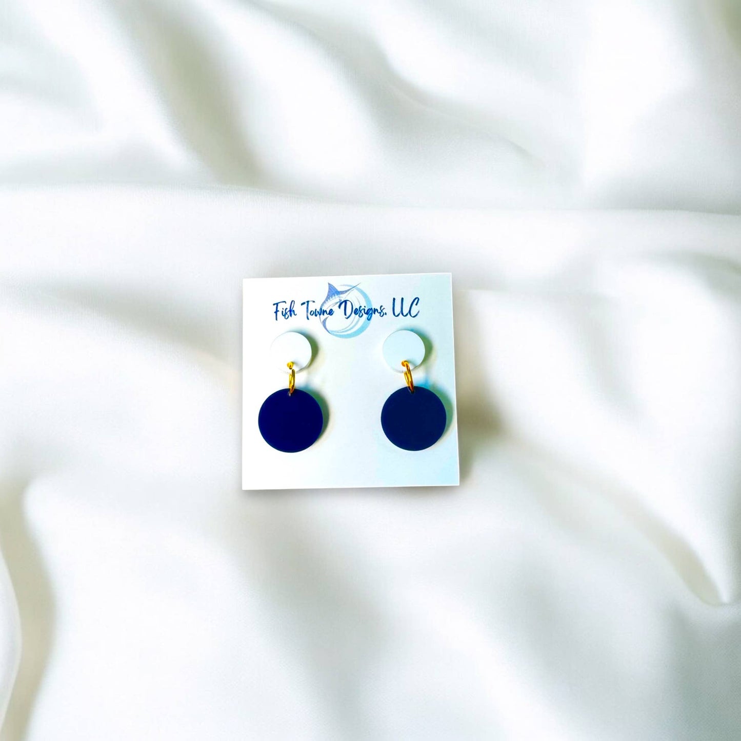 Navy Blue and White Game Day Earrings