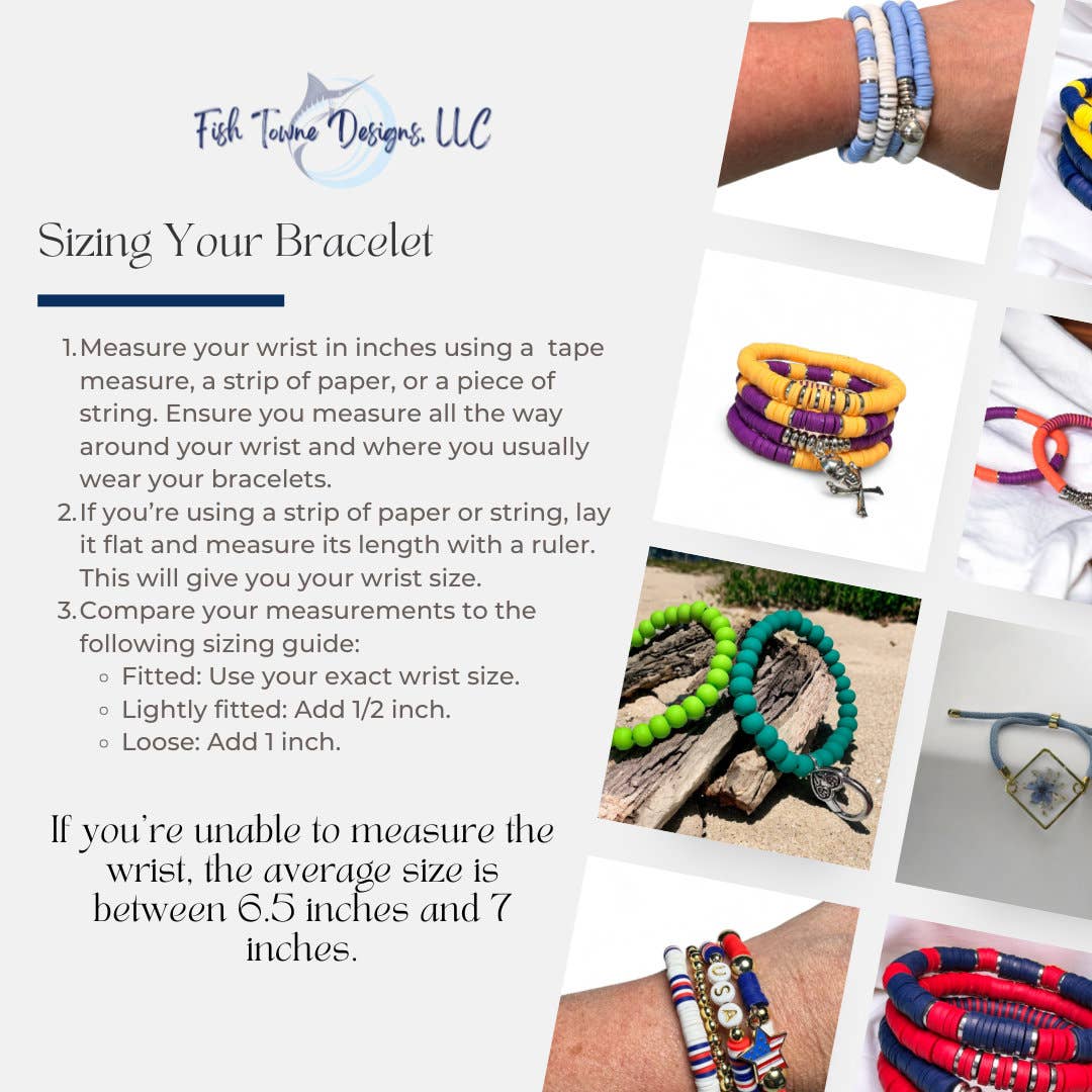 Navy Blue and White Game Day Bracelet Stack