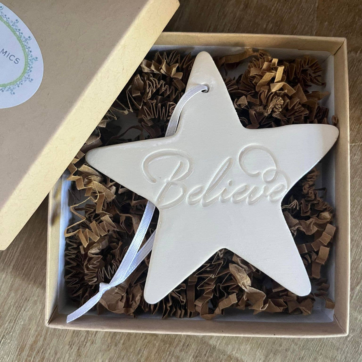 Ceramic Christmas Ornament Believe Star | Handmade Pottery