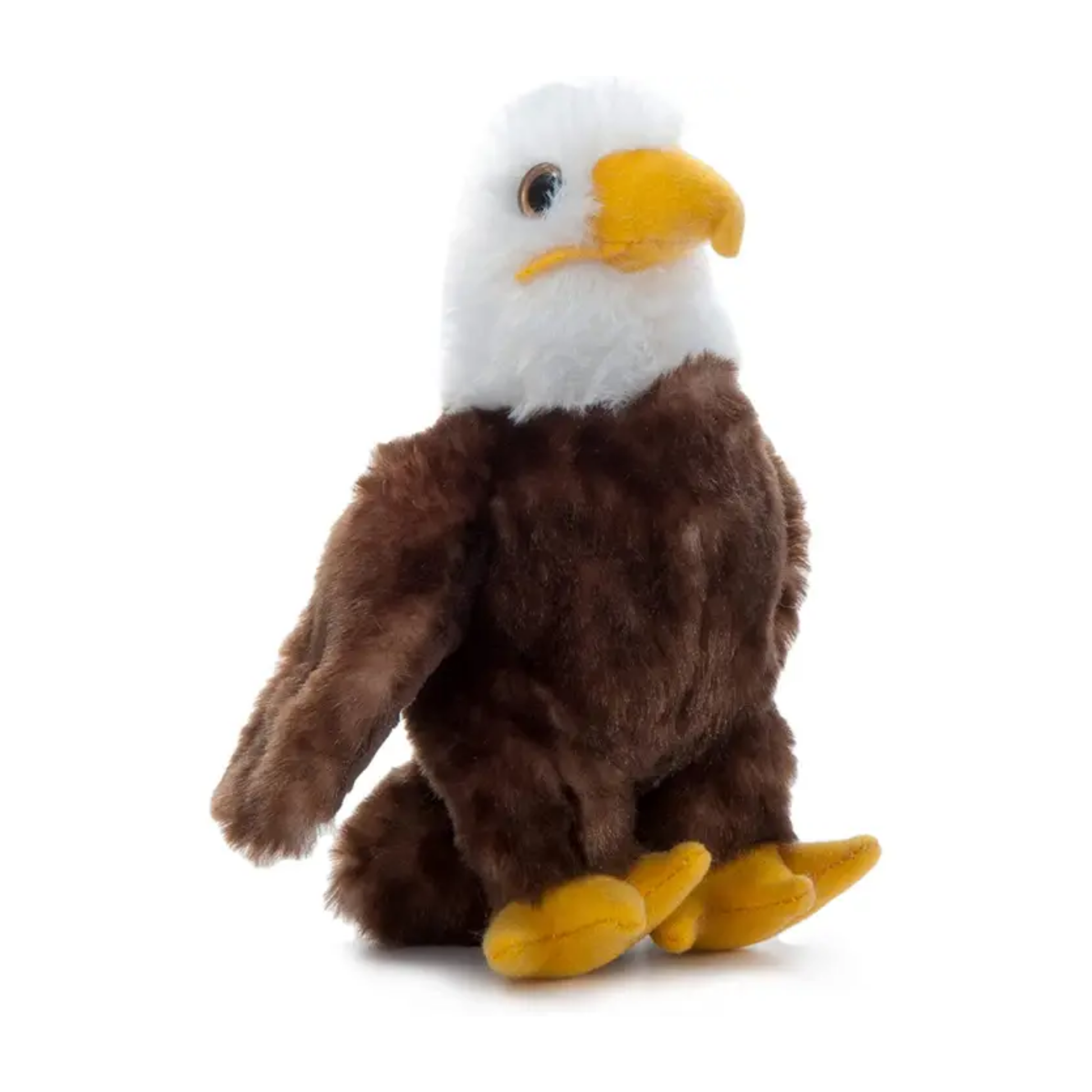 Plush eagle toy on a white background