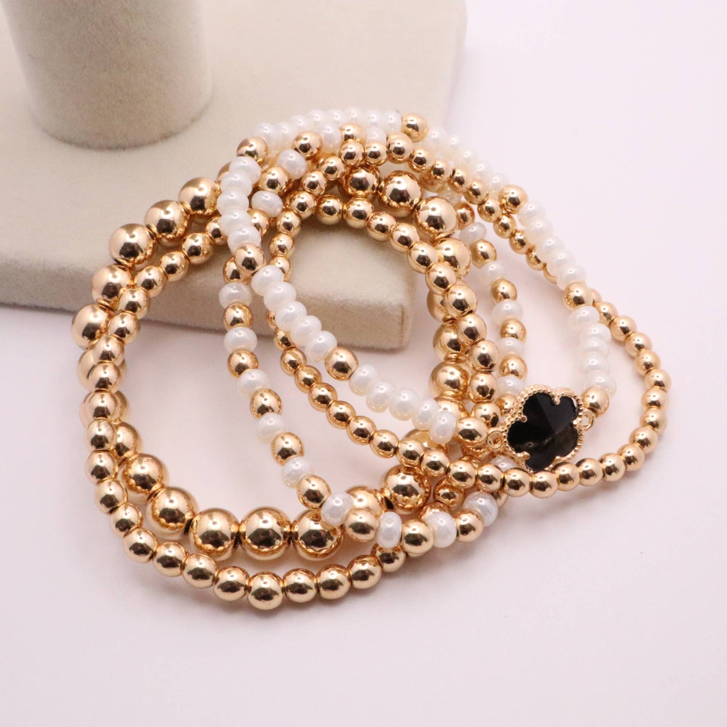 Classic Gold Hematite Bracelet Stack
