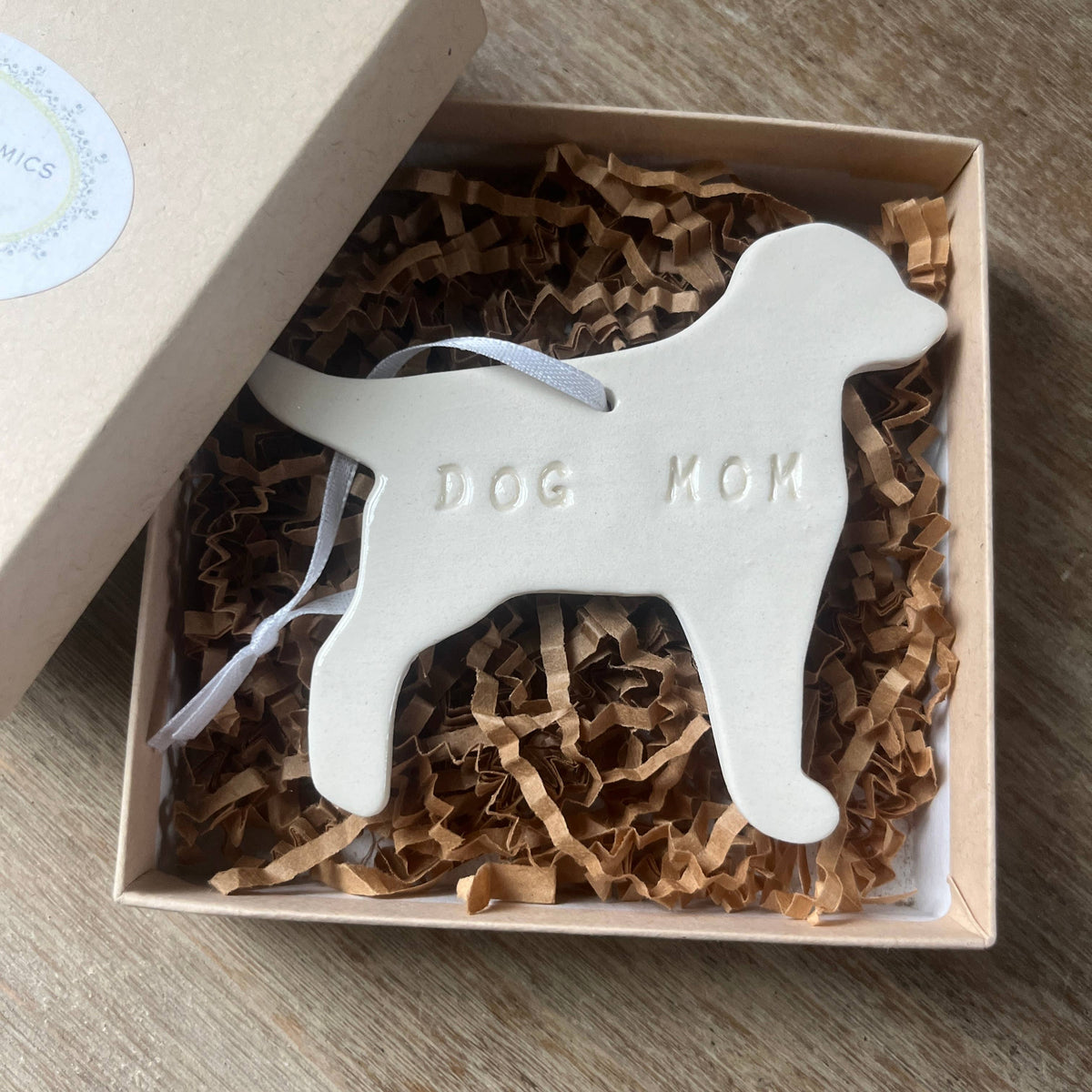 Dog Mom Christmas Ornament  | Handmade Pottery 