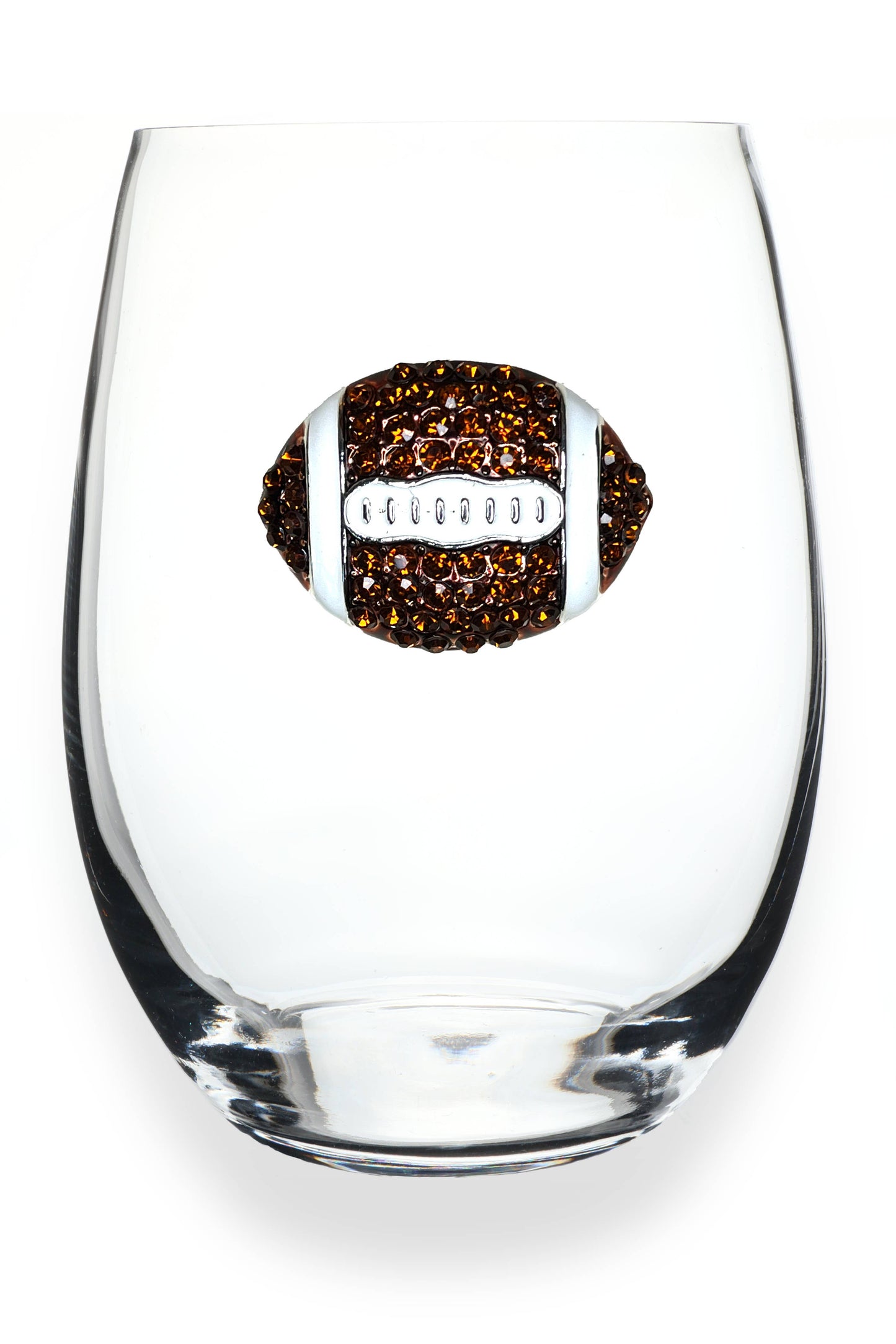 Football Jeweled Stemless Wine Glass