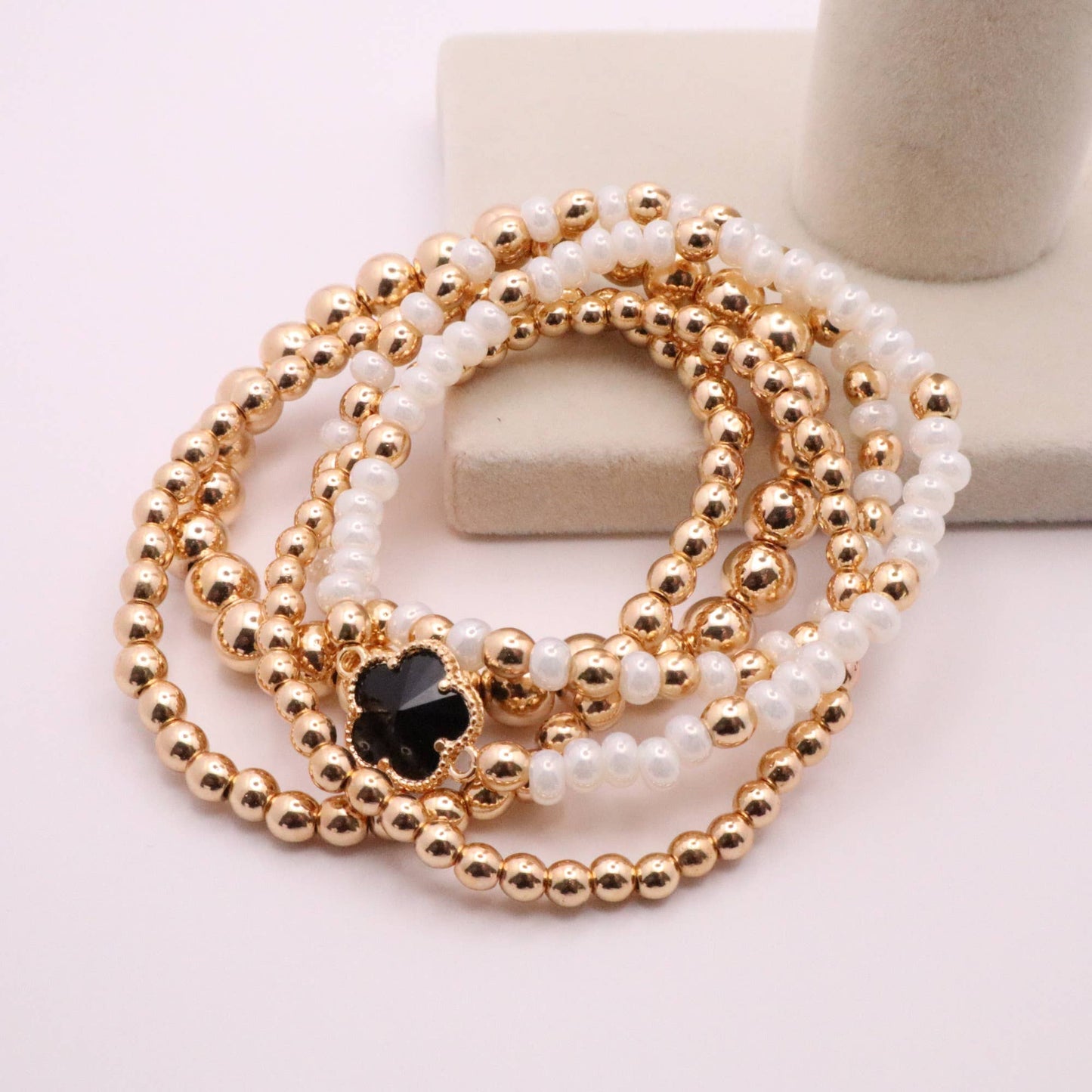 Classic Gold Hematite Bracelet Stack