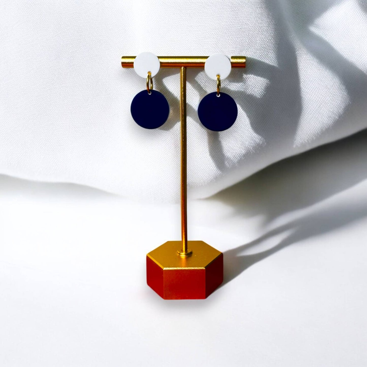 Navy Blue and White Game Day Earrings