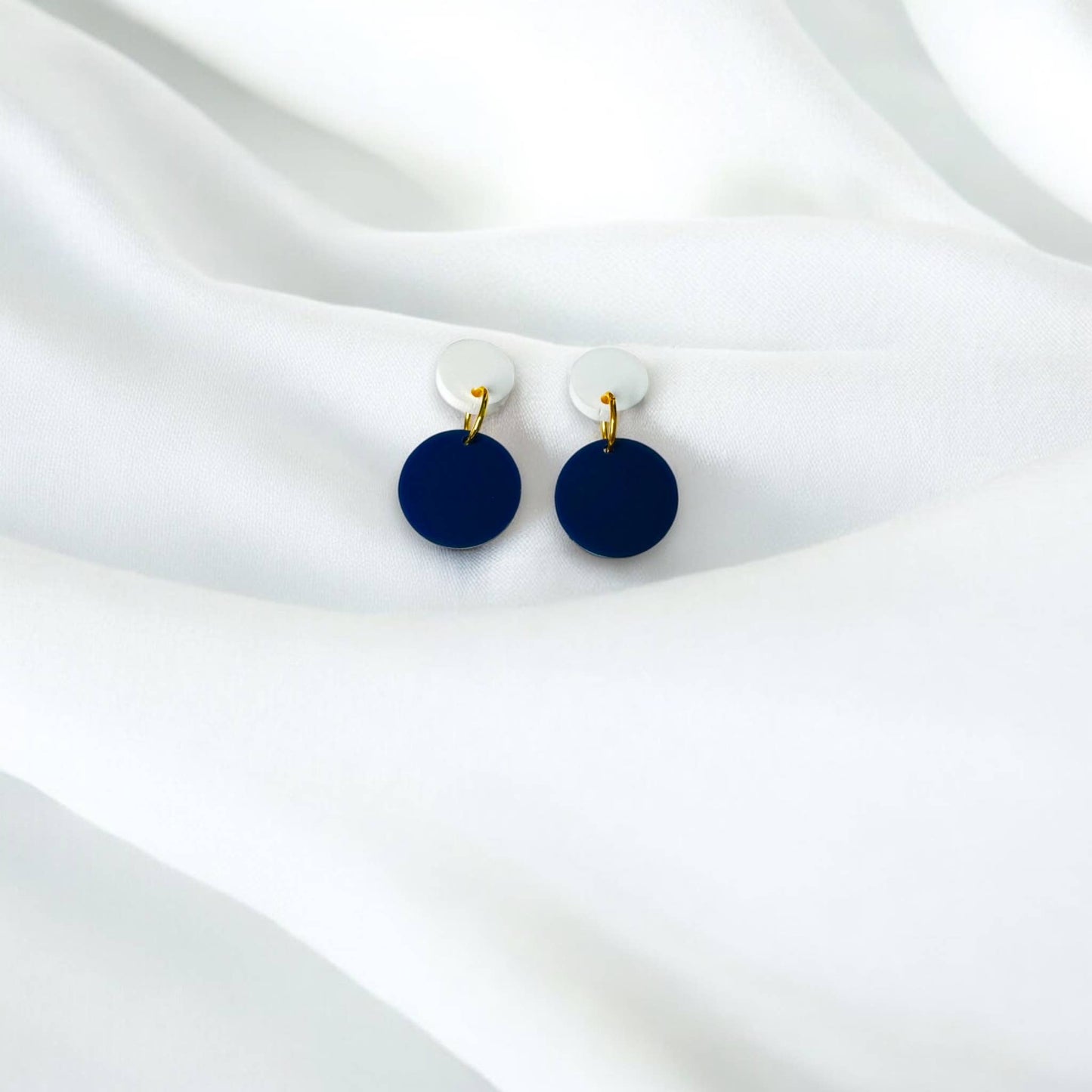 Navy Blue and White Game Day Earrings