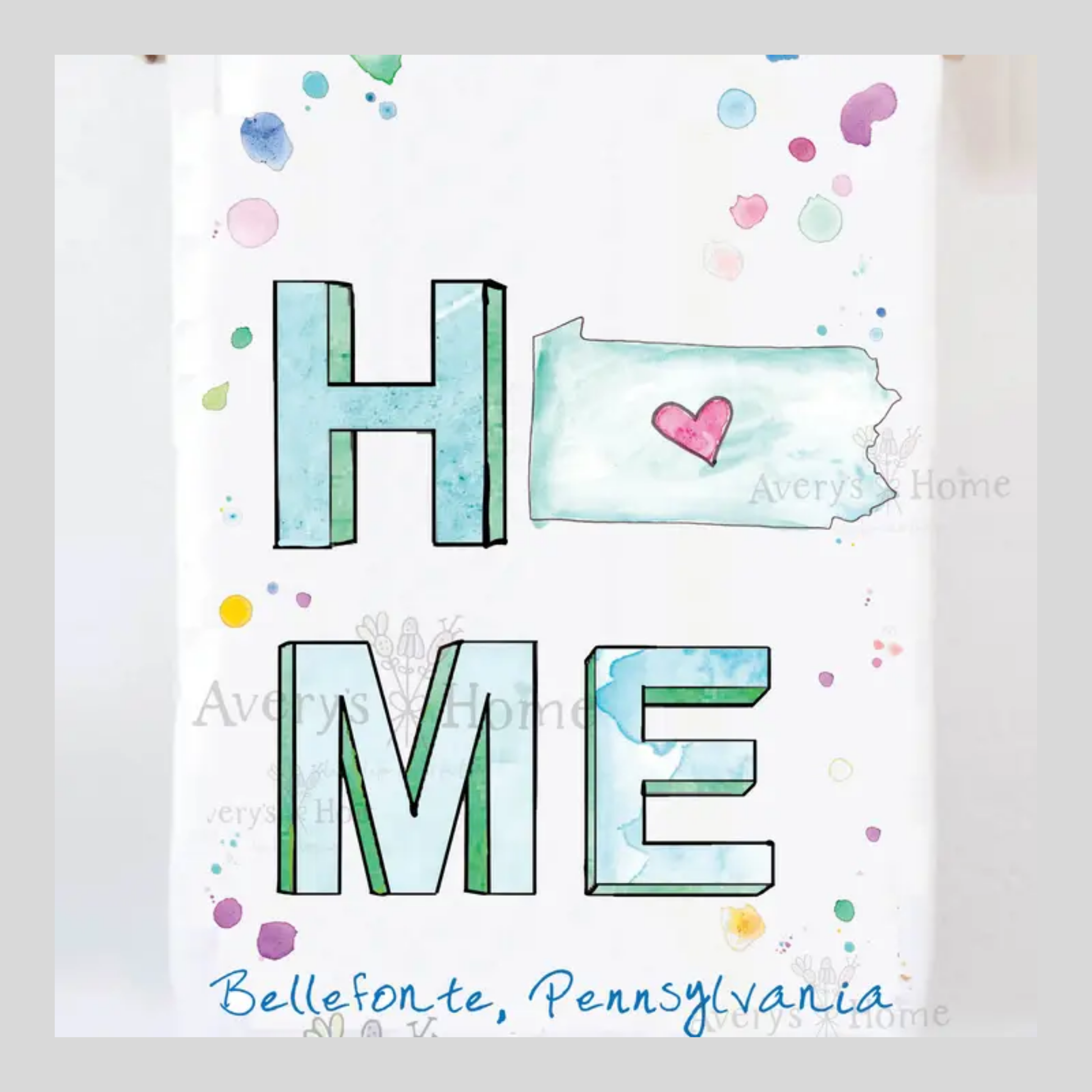 painted tea towel on grey background