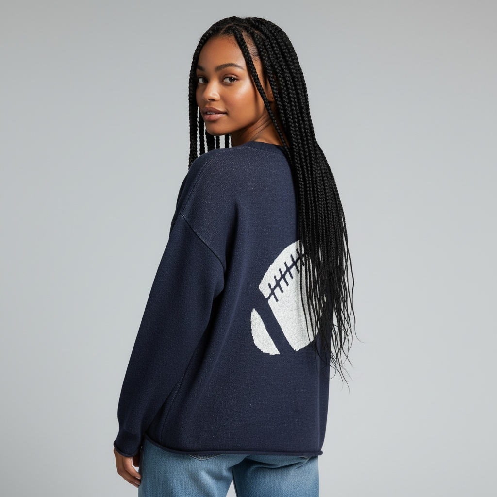 Boxy Sweater with Football on back