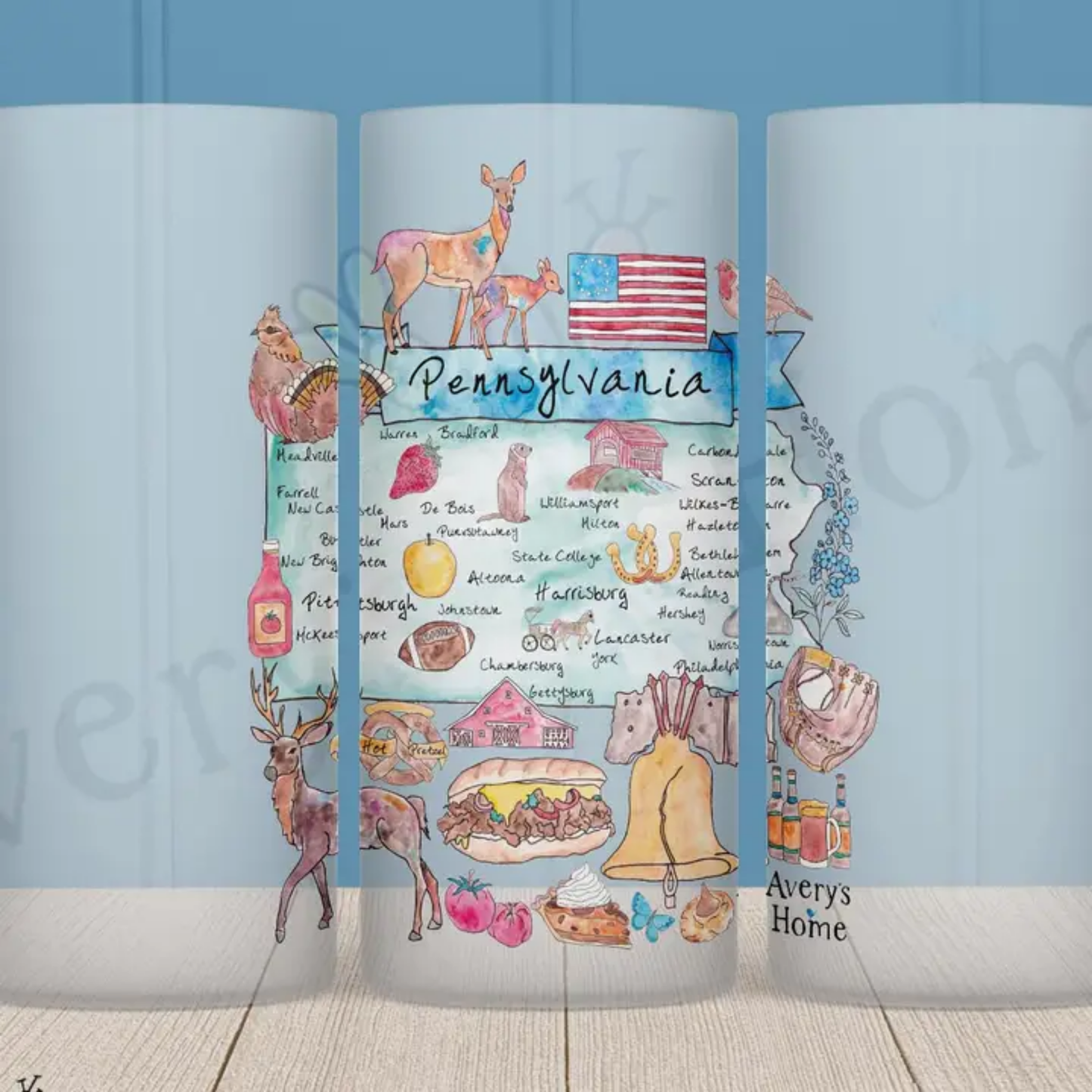 frosted tumberls with Pennsylvania details