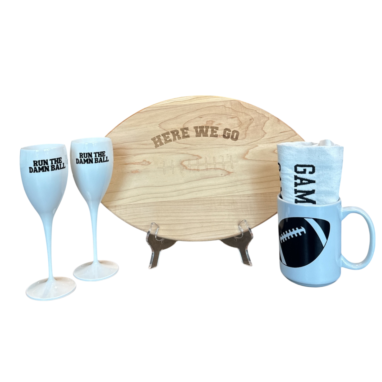 HERE WE GO Maple Football Serving Board