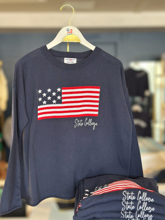 Flag Boxy Sweater: State College & Boalsburg Editions - Town Pride State College