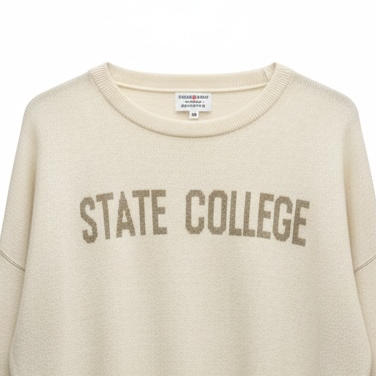 Neutral creme and tan State College sweater