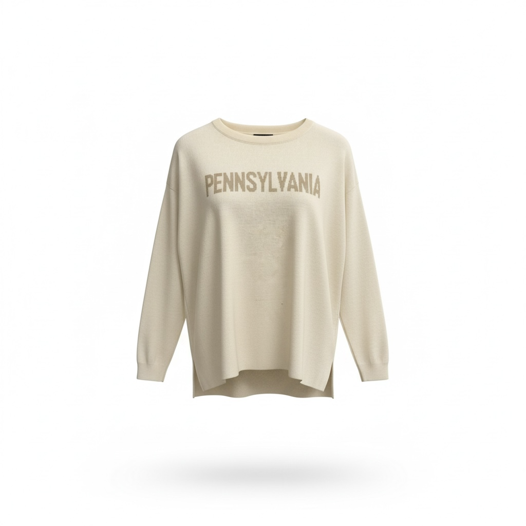 Neutral cream and tan Pennsylvania high/low sweater