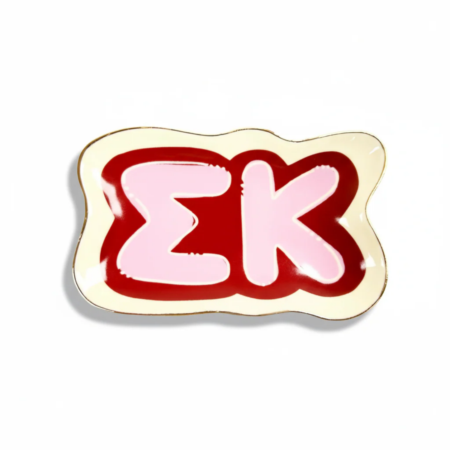 Trinket Tray with 'ΣK' letters on a white background