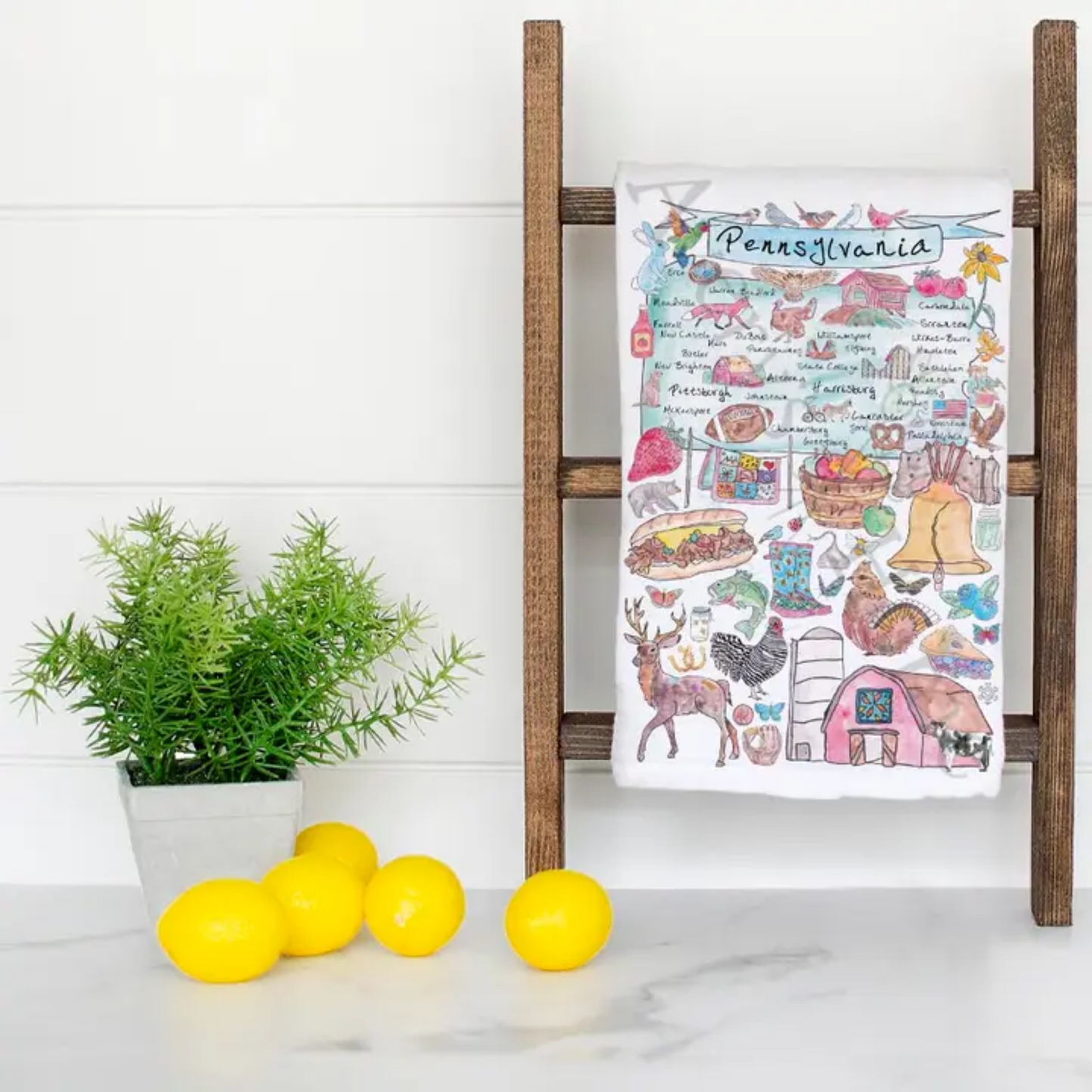 Flour Sack Dish Towel PA State Map - Town Pride State College