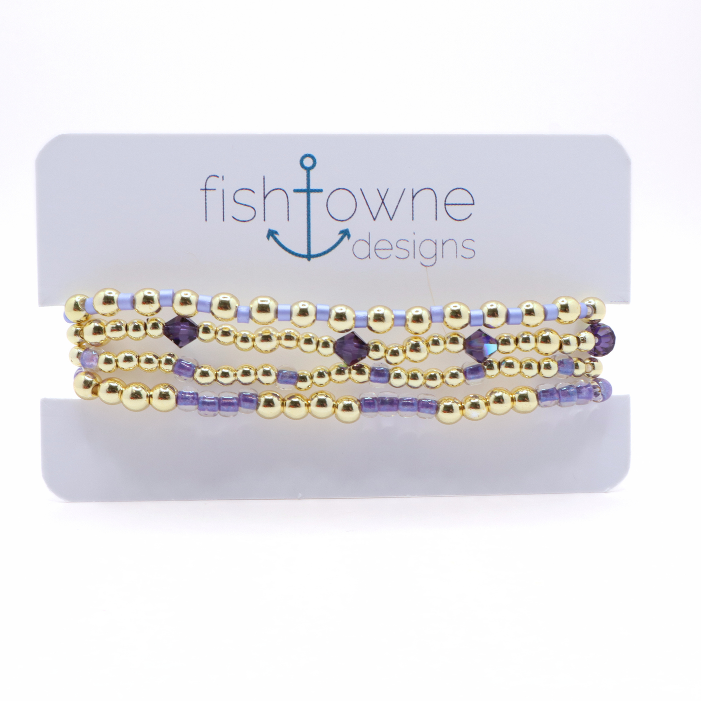 Lilac and Gold Hematite Bracelet Stack - Lilac Breeze