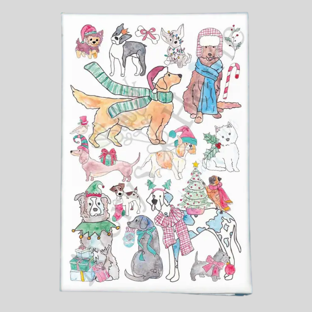 Adorable Dogs Christmas Kitchen Decor Tea Towel - Town Pride State College