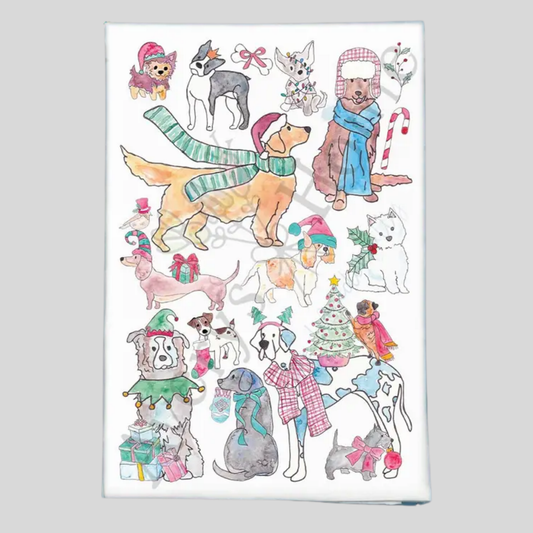 Adorable Dogs Christmas Kitchen Decor Tea Towel - Town Pride State College
