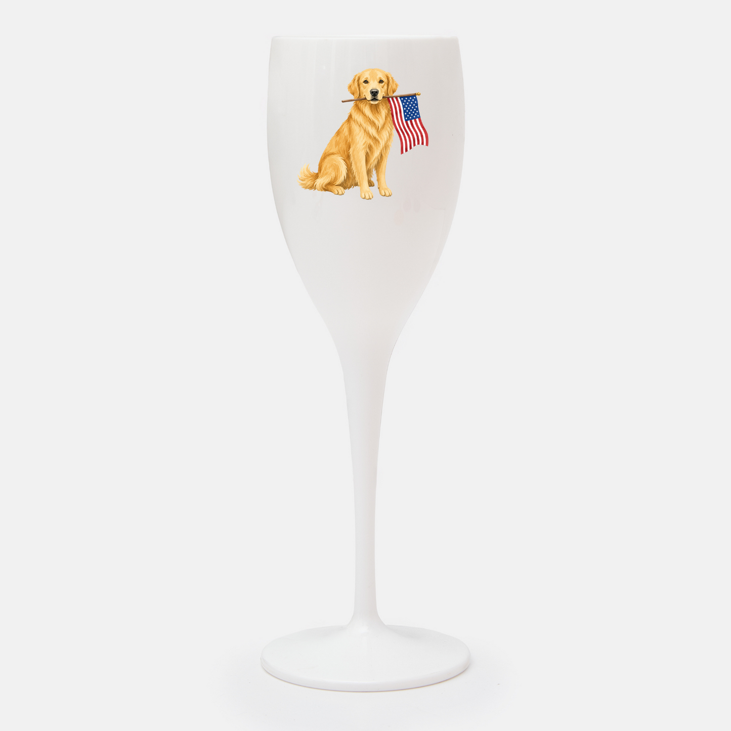 Golden Retriever Patriotic Champagne Flute
