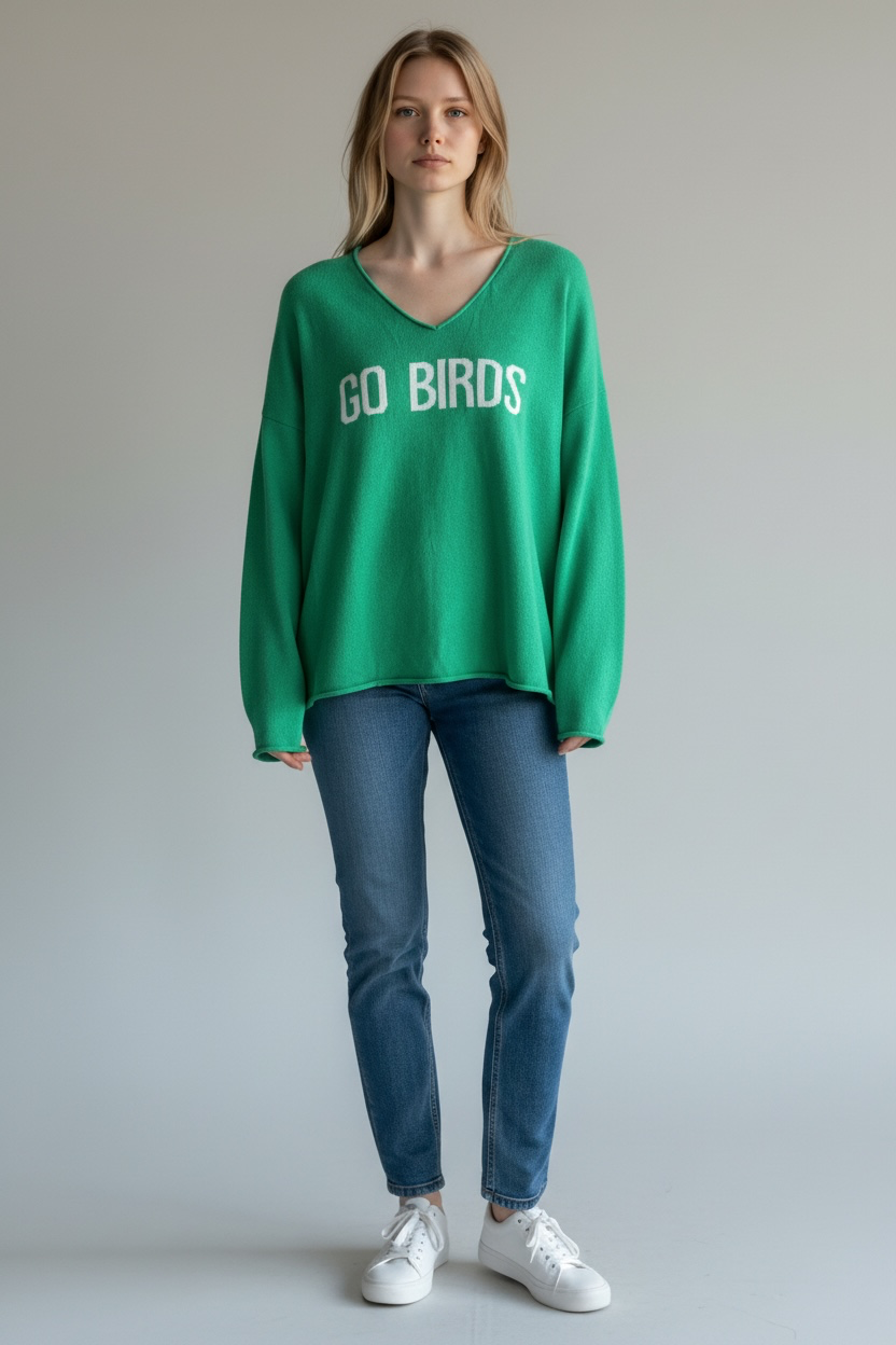 GO BIRDS V-Neck Knit Sweater