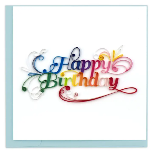 Colorful 'Happy Birthday' card with a white border
