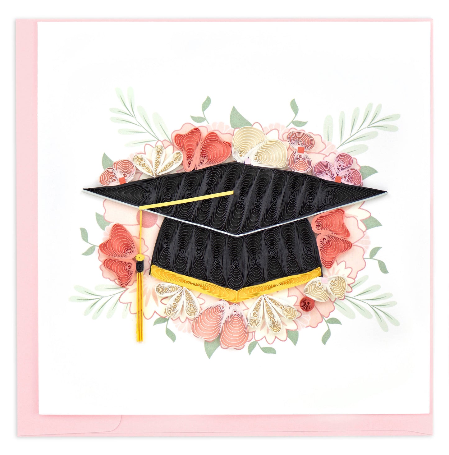 Graduation cap with flowers on a white background