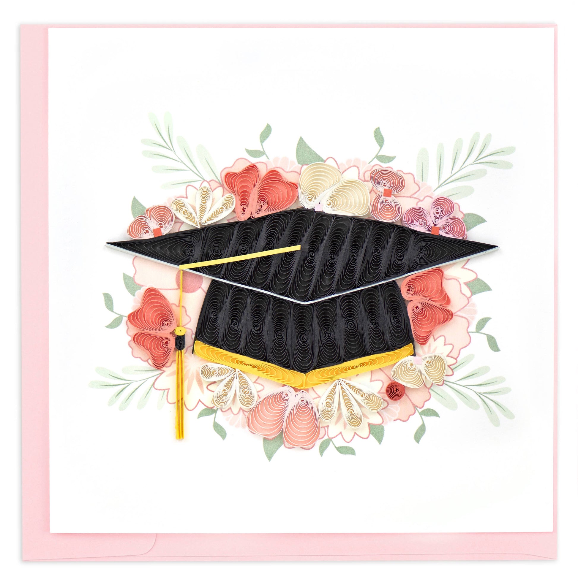 Graduation cap with flowers on a white background