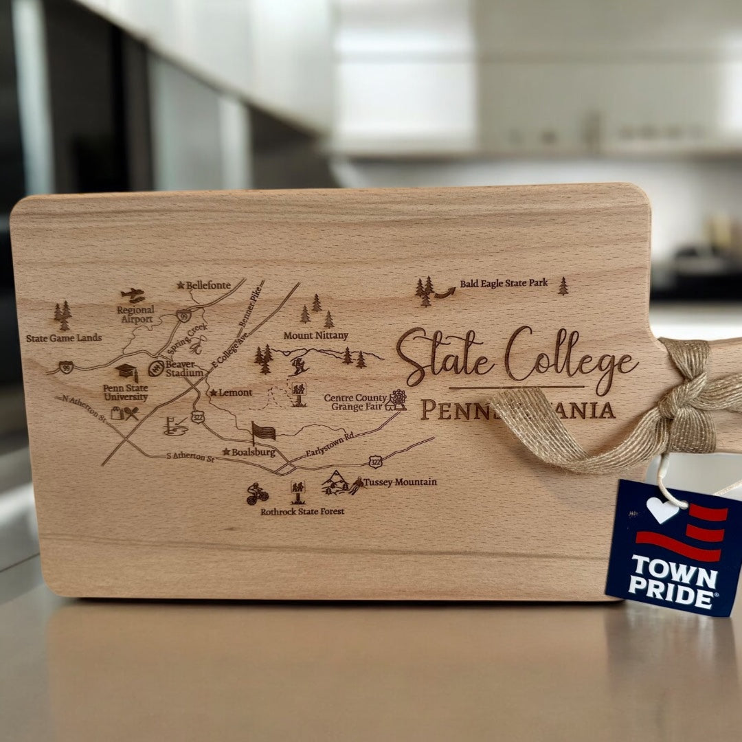 Engraved Serving Board | State College Custom Map - Town Pride State College