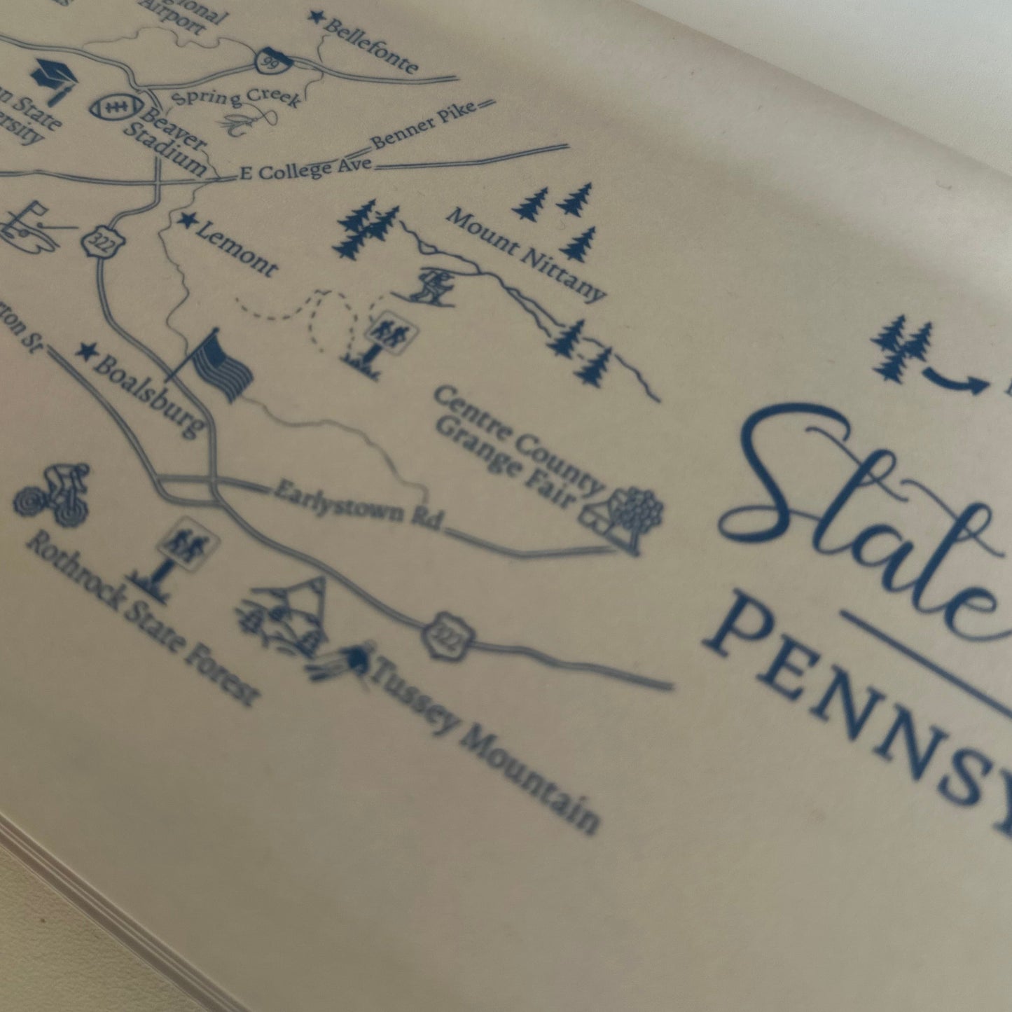 Map of Pennsylvania on a beige background with text