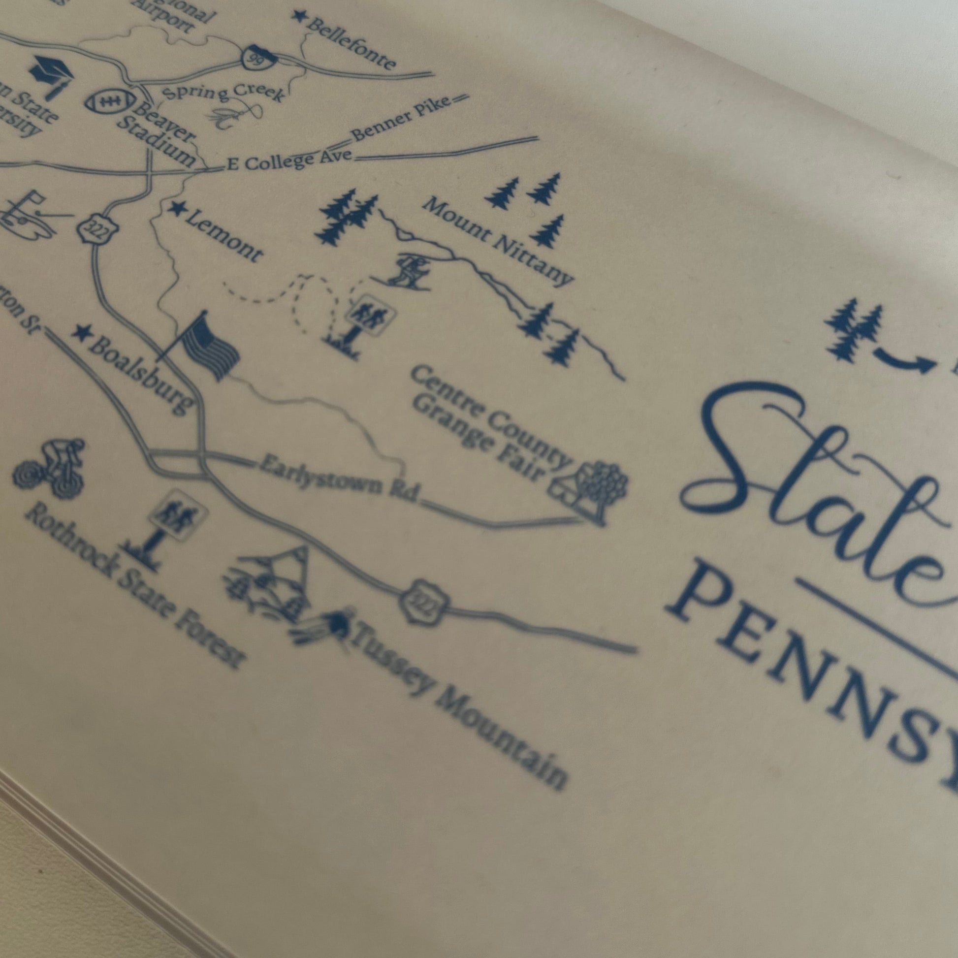 Map of Pennsylvania on a beige background with text