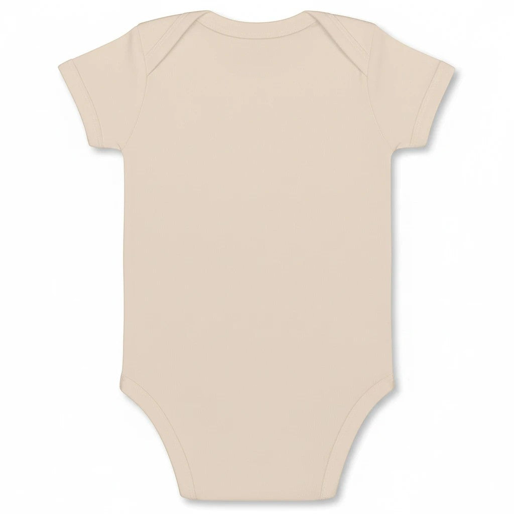 Town Pride State College organic cotton baby bodysuit in a soft beige neutral tone with an envelope neckline.