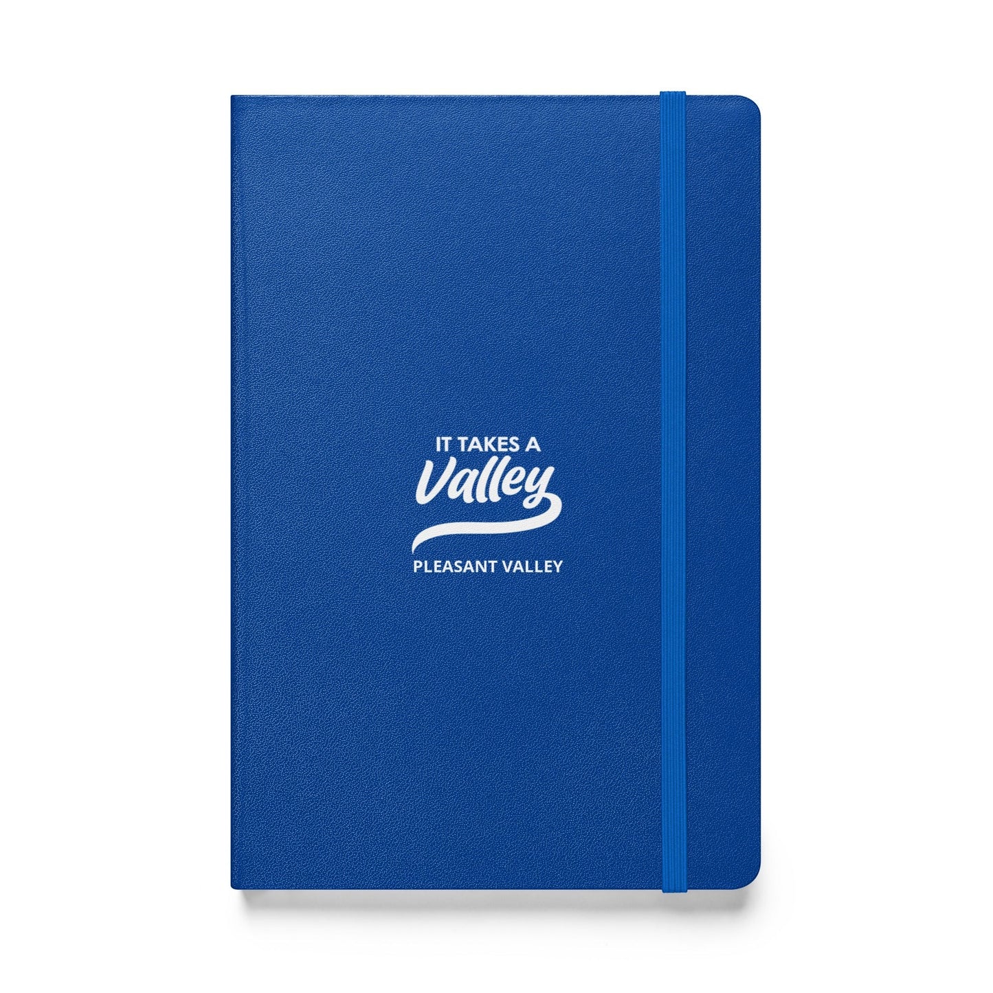 Town Pride State College blue UltraHyde hardcover journal with It Takes a Valley Pleasant Valley logo and elastic band