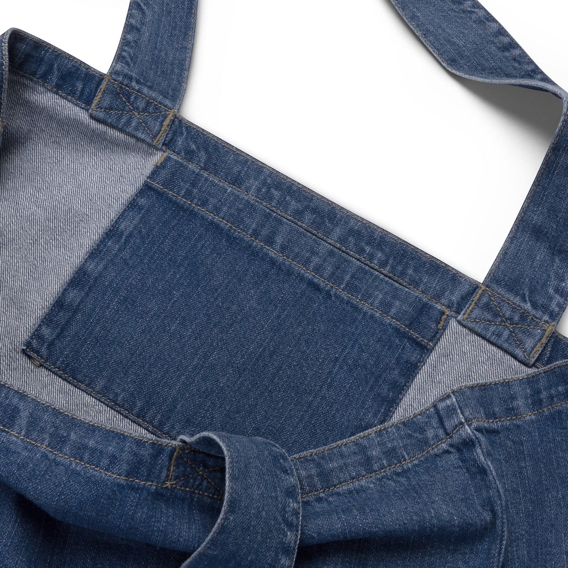 Town Pride State College organic denim tote bag interior featuring a small pocket and durable shoulder straps