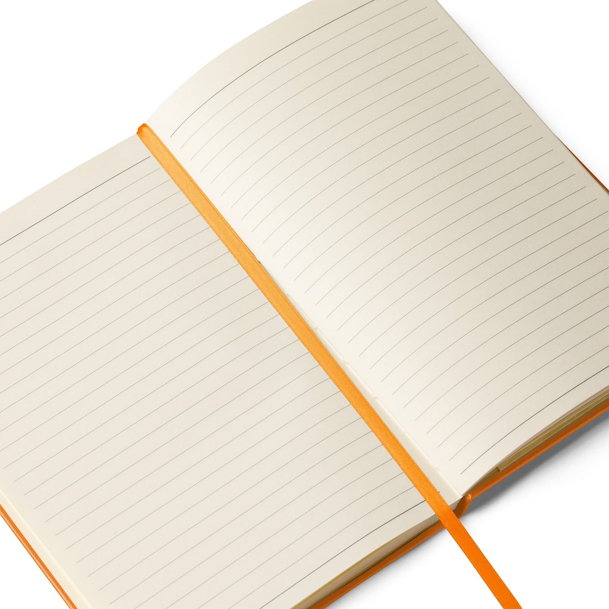 Town Pride State College hardcover journal open to lined cream pages with an orange ribbon bookmark
