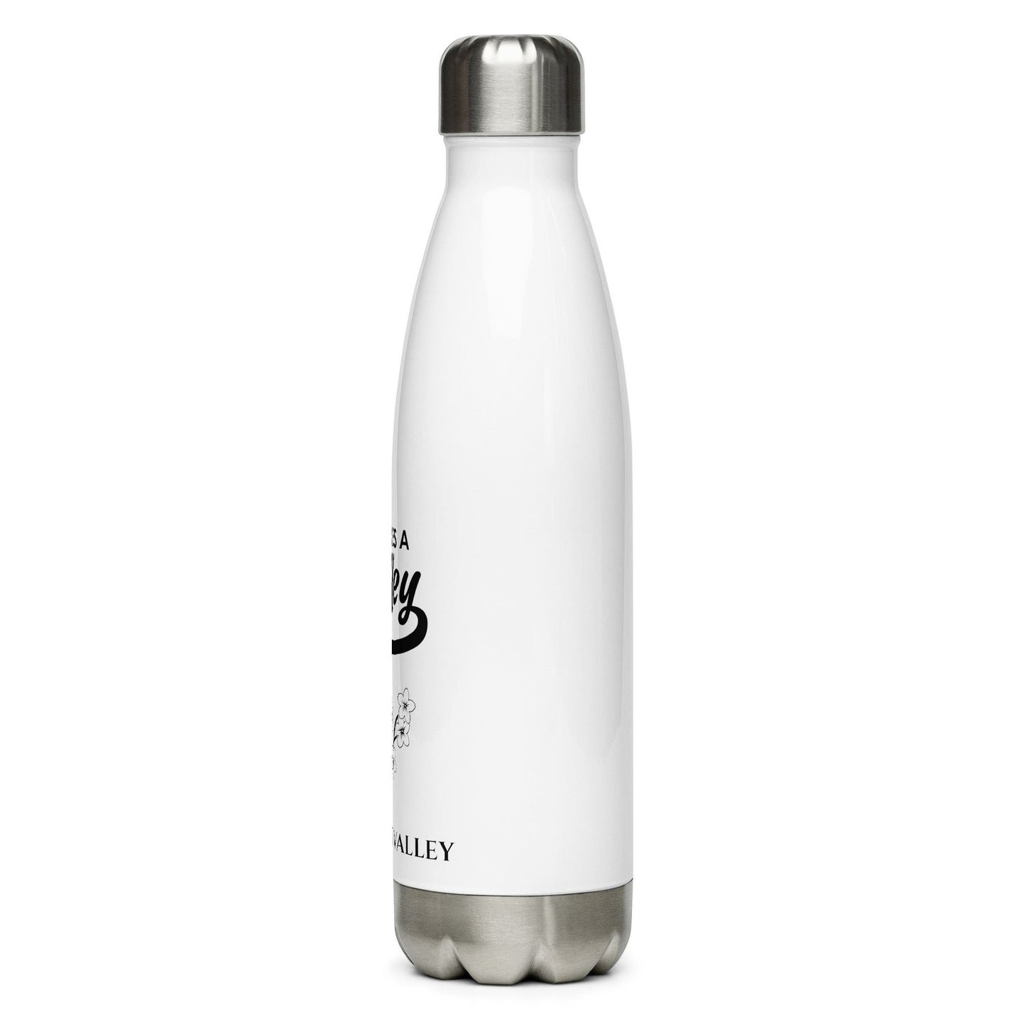 Town Pride State College white stainless steel insulated water bottle with Pleasant Valley graphic design