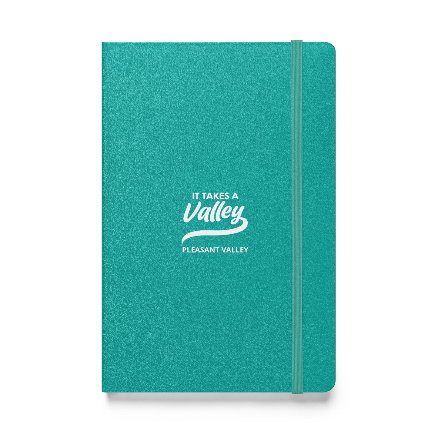 Town Pride State College teal UltraHyde hardcover journal with It Takes a Valley Pleasant Valley logo and elastic band