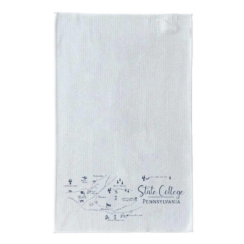 White towel with black text and graphics on a white background, featuring 'Town Pride' logo.